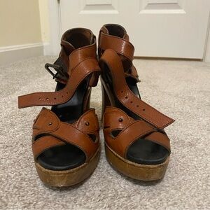 Chloé Brown Leather Women's Platform Sandals - size 37